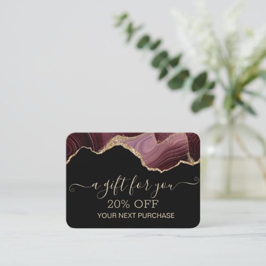 Chic Marble Gold Glitter Kortingskaartje (Staand voorkant)