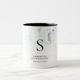 Chic Marble Monogram Tweekleurige Koffiemok