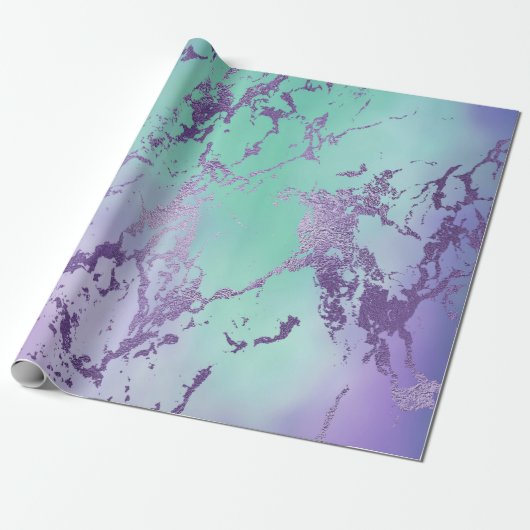 Chic Marble | Paars lavendel en mintgroen Cadeaupapier (Uitgerold)