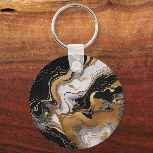 Chic Marble Pattern Sleutelhanger met gouden accen (Achterkant)