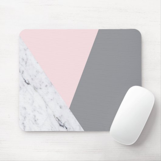 Chic Marble Pink Grey Abstract Mousepad Muismat (Met muis)