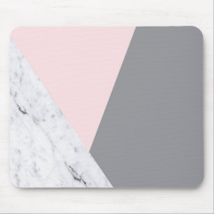 Chic Marble Pink Grey Abstract Mousepad Muismat