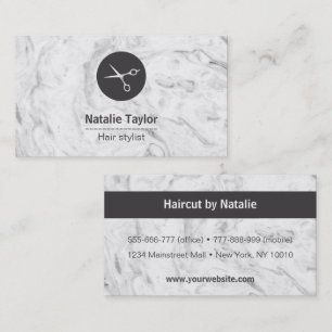 Chic Marble Texture Hair Stylist Visitekaartjes