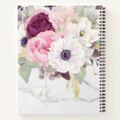 Chic Marble Vrouwelijke Roze Waterverf Bloemen Notitieboek (Achterkant)