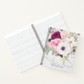 Chic Marble Vrouwelijke Roze Waterverf Bloemen Notitieboek (Binnen)