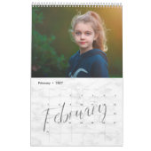 Chic Marble Waterverf Script Multi Photo Calendar Kalender (Feb 2027)