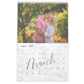 Chic Marble Waterverf Script Multi Photo Calendar Kalender (Mar 2027)