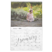 Chic Marble Waterverf Script Multi Photo Calendar Kalender (Jan 2026)
