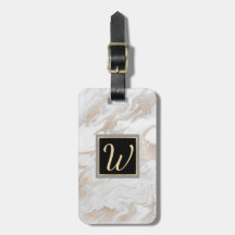 Chic Marbling Monogrammed Bagagelabel