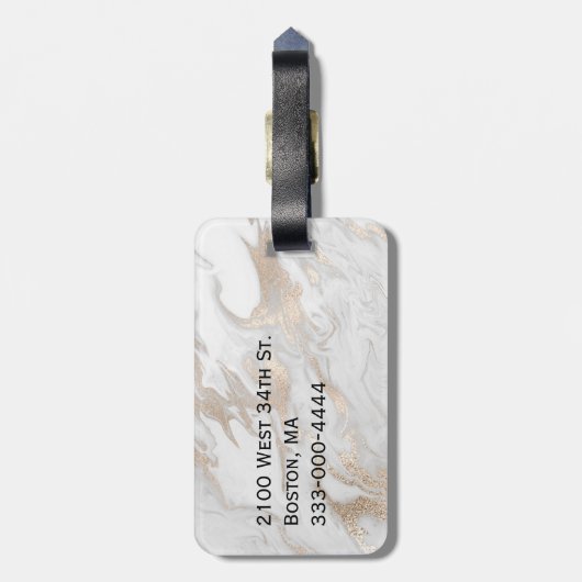 Chic Marbling Monogrammed Bagagelabel (Achterkant verticaal)