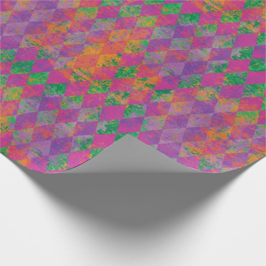 Chic Mardi Gras Paarse gouden harlekijnpatroon Cadeaupapier (Hoek)