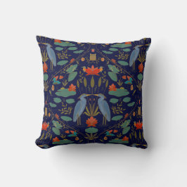 Chic marine blauw Heron Pond Heritage Revival Kussen