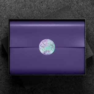 Chic Marmer   Lavendel Paars en Mint Afstuderen Ronde Sticker