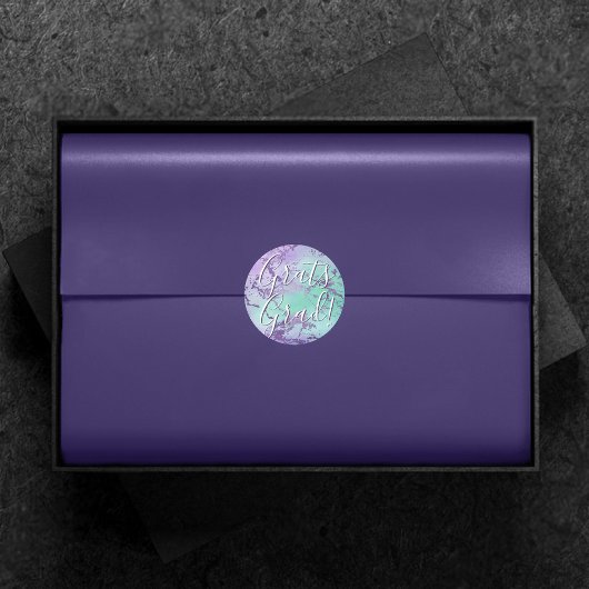 Chic Marmer | Lavendel Paars en Mint Afstuderen Ronde Sticker