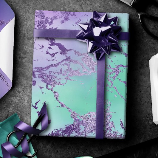 Chic Marmer | Lavendel Paars en Mint Groen Cadeaupapier