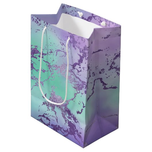 Chic Marmer | Lavendel Paars en Mint Groen Medium Cadeauzakje (Voorkant Gekanteld)