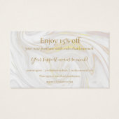 Chic Marmeren Bedankt voor het Winkelen Kortingkaa Visitekaartje (Achterkant)