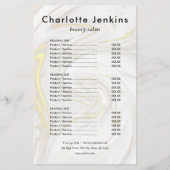 Chic Marmeren Minimalistische Salon Service Menu (Voorkant)