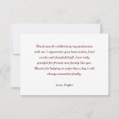 Chic Maroon Afstudeerder Pet Afstuderen Notitiekaartje (Achterkant)