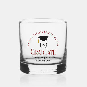 Chic Maroon Dental School Custom Afstuderen Whisky Glas