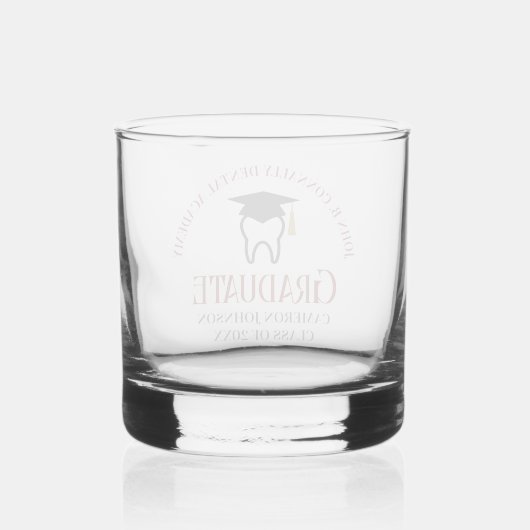 Chic Maroon Dental School Custom Afstuderen Whisky Glas (Achterkant)