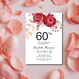 Chic Maroon Roos Floral Botanische Verjaardag Kaart