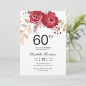 Chic Maroon Roos Floral Botanische Verjaardag Kaart (Staand voorkant)