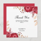 Chic Maroon Rose Floral Greenery Birthday Bedankkaart (Voorkant / Achterkant)
