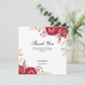 Chic Maroon Rose Floral Greenery Birthday Bedankkaart (Staand voorkant)
