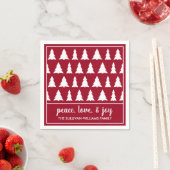 Chic Maroon White Tree Pattern Name Holiday Party Servet (Insitu)