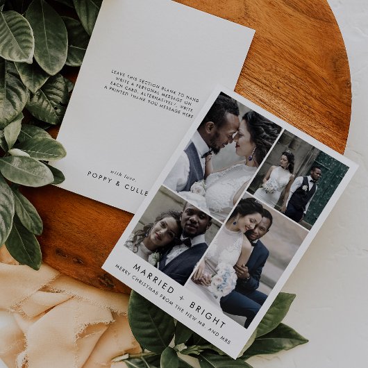 Chic Married en Bright kerstfoto Dank je Feestdagenkaart