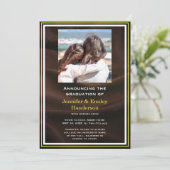 Chic Marron photo double graduation Announcement Kaart (Staand voorkant)