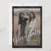 Chic Marron photo double graduation Announcement Kaart (Achterkant)