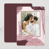 Chic Marsala Abstracte foto Verfpenseel Save The Date (Voorkant / Achterkant)