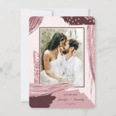 Chic Marsala Abstracte foto Verfpenseel Save The Date (Voorkant)