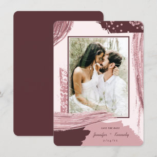 Chic Marsala Abstracte foto Verfpenseel Save The Date