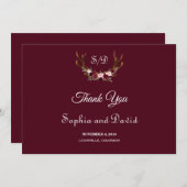 Chic Marsala Bloemengehakt Takken Bruiloft Bedankt (Voorkant / Achterkant)