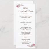 Chic Marsala Maroon Bloemen Waterverf Trouwmenu Menu (Voorkant / Achterkant)