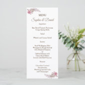 Chic Marsala Maroon Bloemen Waterverf Trouwmenu Menu (Staand voorkant)