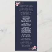 Chic Marsala Maroon Floral Navy Blue Program Programmakaart (Achterkant)