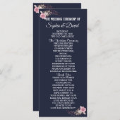 Chic Marsala Maroon Floral Navy Blue Program Programmakaart (Voorkant / Achterkant)