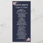 Chic Marsala Maroon Floral Navy Blue Program Programmakaart (Voorkant)