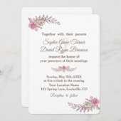 Chic Marsala Maroon Floral Waterverf Wedding Kaart (Voorkant / Achterkant)