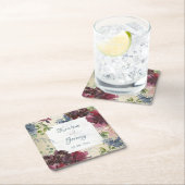 Chic Marsala Roos Bloemen Waterverf Gouden Bruilof Kartonnen Onderzetters (Insitu)