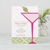 Chic Martini Bridal/Bachelorette/Birthday Invite Kaart (Staand voorkant)