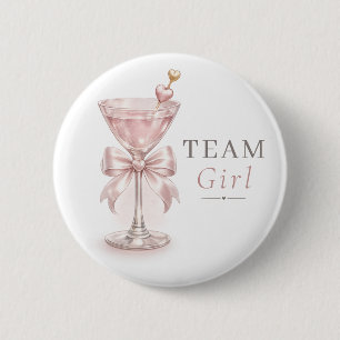 Chic Martini Geslacht Onthulling Roze Team Meisje  Ronde Button 5,7 Cm