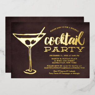 Chic Martini Nieuwjaar van de Eva Cocktail Party Folie Uitnodiging