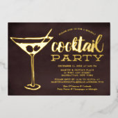 Chic Martini Nieuwjaar van de Eva Cocktail Party Folie Uitnodiging (Voorkant)