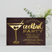 Chic Martini Nieuwjaar van de Eva Cocktail Party Folie Uitnodiging (Staand Voorkant)