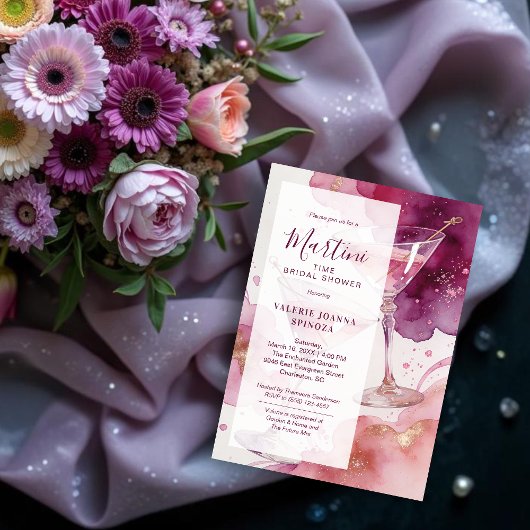 Chic Martini Tijd Glitter Bruidsdouche Kaart